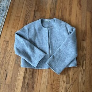 Reformation Cropped Collarless Jacket in Light Gray